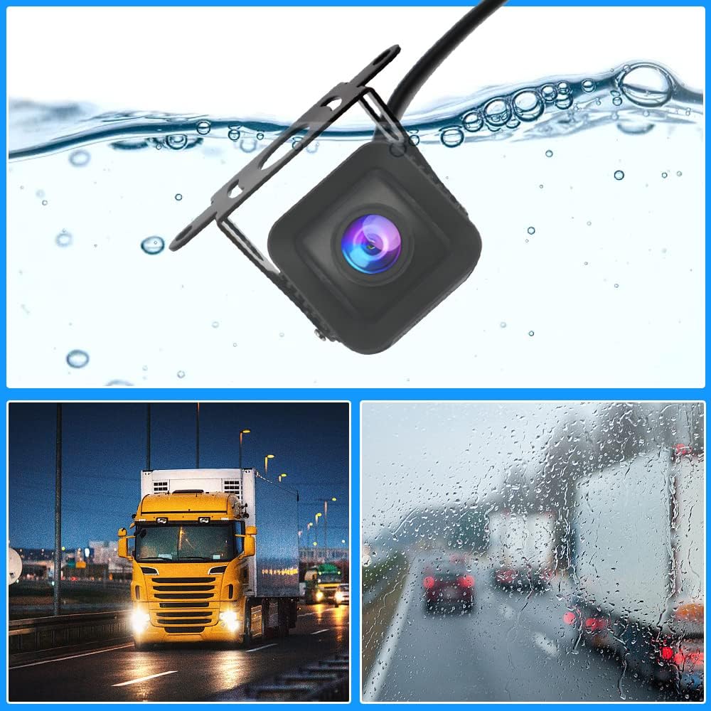 OBEST Achteruitrijcamera en monitorset, 7 inch, 4-kanaals gedeelde beeldscherm, rijopnamefunctie, 4-weg bewaking, achteruitrijbeeld, waterdicht nachtzicht, geschikt voor 9-36 V