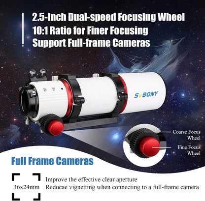 Svbony SV550 APO Refractor Telescoop, 80F6 Apochromatisch Triplet ED OTA, FMC Dubbel Snelheid Focus, voor Diep Sky Fotografie Visueel Astronomie