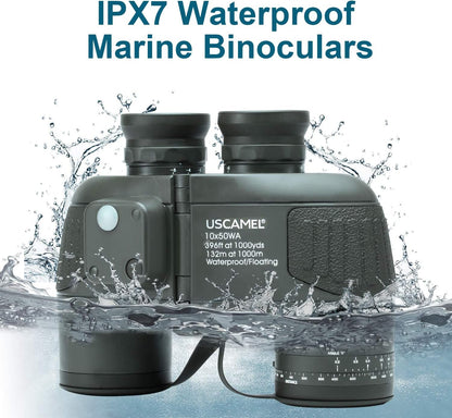 USCAMEL® 10x50 HD Militaire Verrekijker met Afstandsmeter Kompas Telescoop Stikstof Gevuld Waterdichte Sport Optica Legergroen