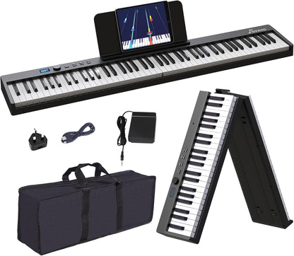 Opvouwbare 88-Toetsen Piano Toetsenbord – Keyboard – Digitale Piano – Elektrische Piano – Draagbare Piano – Semi-Gewogen Toetsen, Bluetooth & MIDI, Inclusief Sustainpedaal