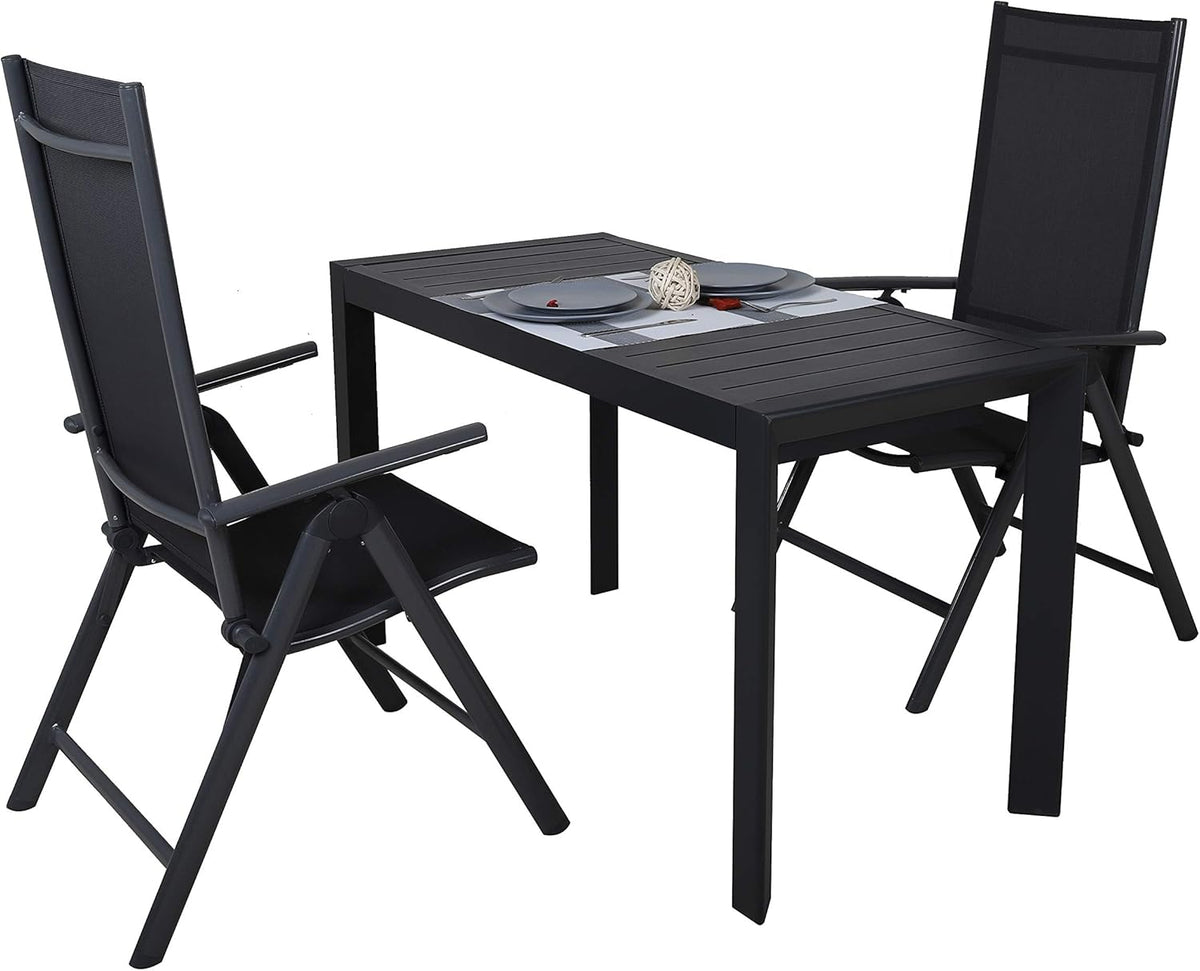 Ambientehome, 50204, 8-voudig verstelbare aluminium klapstoelen, kleur grijs, campingstoel, klapstoel