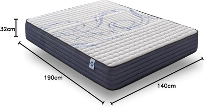 Naturalex - PERFECTSLEEP Matras - Koudschuimmatras 140 x 190 cm - H4-32 cm - Ademend Evenwichtige Ondersteuning Matras - Ademend, Stevig, Comfortabel - Maximaal Herstelvermogen