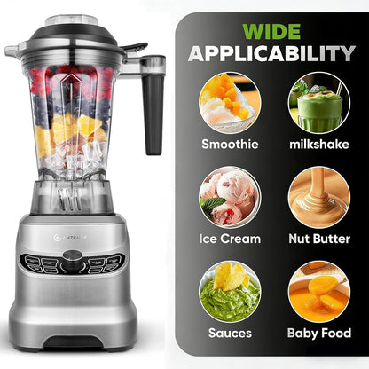 AMZCHEF 1800 W blender met 8 instelbare snelheden mixer krachtige mixer 1,85 l BPA-vrij & 4 programma's professionele blender voor shakes, smoothies, ijscrushen, bevroren vruchten
