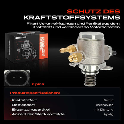 Brandstofpomp – Benzinepomp – Mechanische Brandstofpomp – Vervangingsonderdeel – Compatibel Met OEM 03C127026C – Met Afdichting – 2-Polige Aansluiting