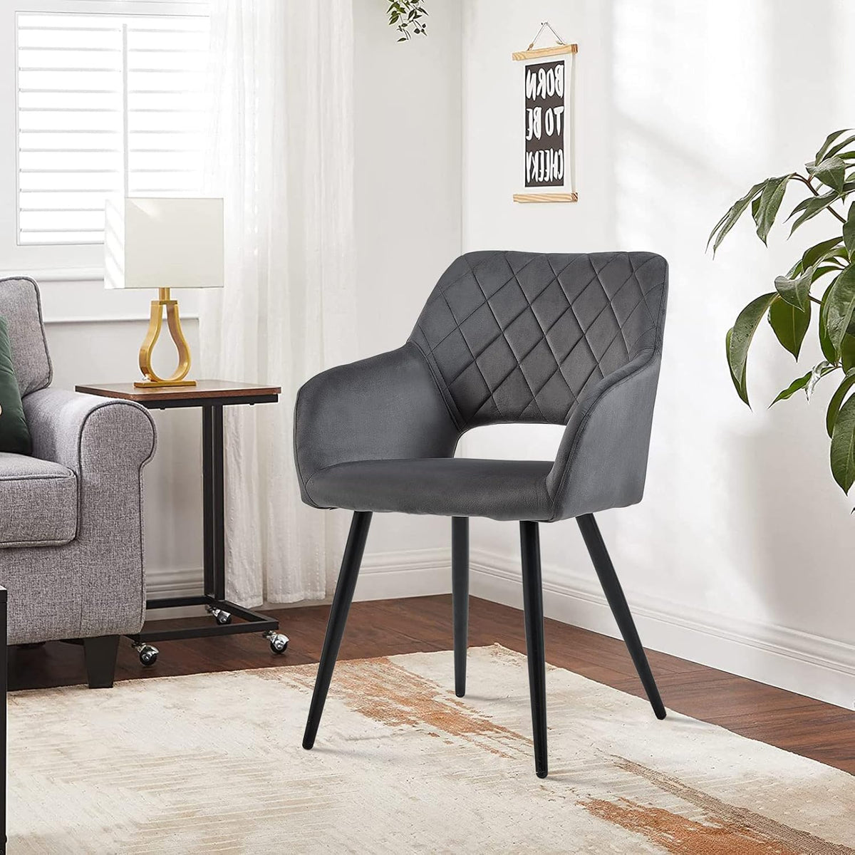 TUKAILAi Eetkamerstoelen Set van 2, Fluwelen Gestoffeerde Zitting Keuken Leisure Stoelen, Accent Stoelen met Rugleuning en Metalen Benen, Fauteuils voor Woonkamer Slaapkamer Lounge Receptie