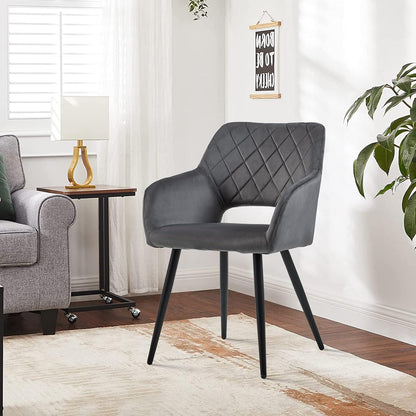 TUKAILAi Eetkamerstoelen Set van 2, Fluwelen Gestoffeerde Zitting Keuken Leisure Stoelen, Accent Stoelen met Rugleuning en Metalen Benen, Fauteuils voor Woonkamer Slaapkamer Lounge Receptie