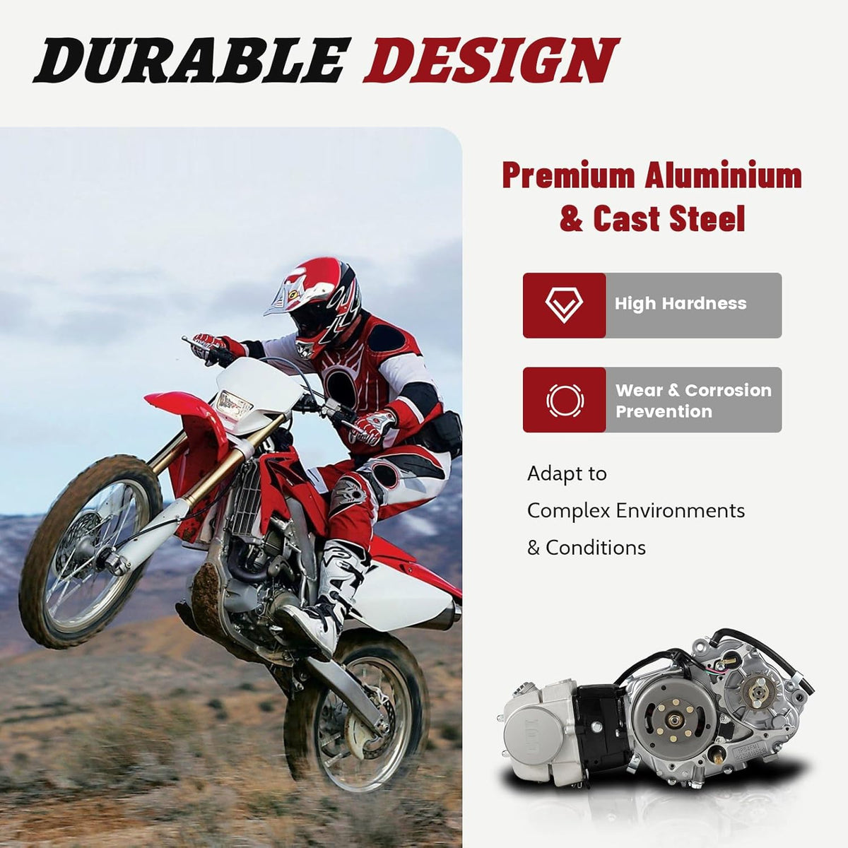 125cc engine 4-stroke engine 4-speed manual clutch motor pitbike engine CDI cylinder 125cc engine Dirt Bike Engine Kickstarter 125cc engine 9.0:1 compression ratio & PZ16J carburetor - QUORE