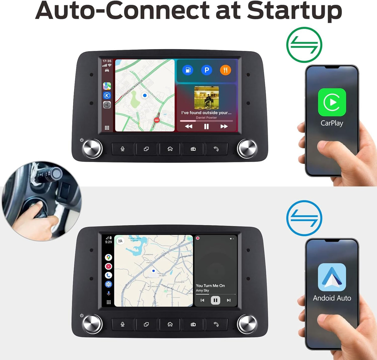 Autoradio – Auto Stereo – Multimedia Speler – Inbouw Radio – Navigatie Systeem – Snelle Opstart Linux Systeem – Draadloze CarPlay & Android Auto