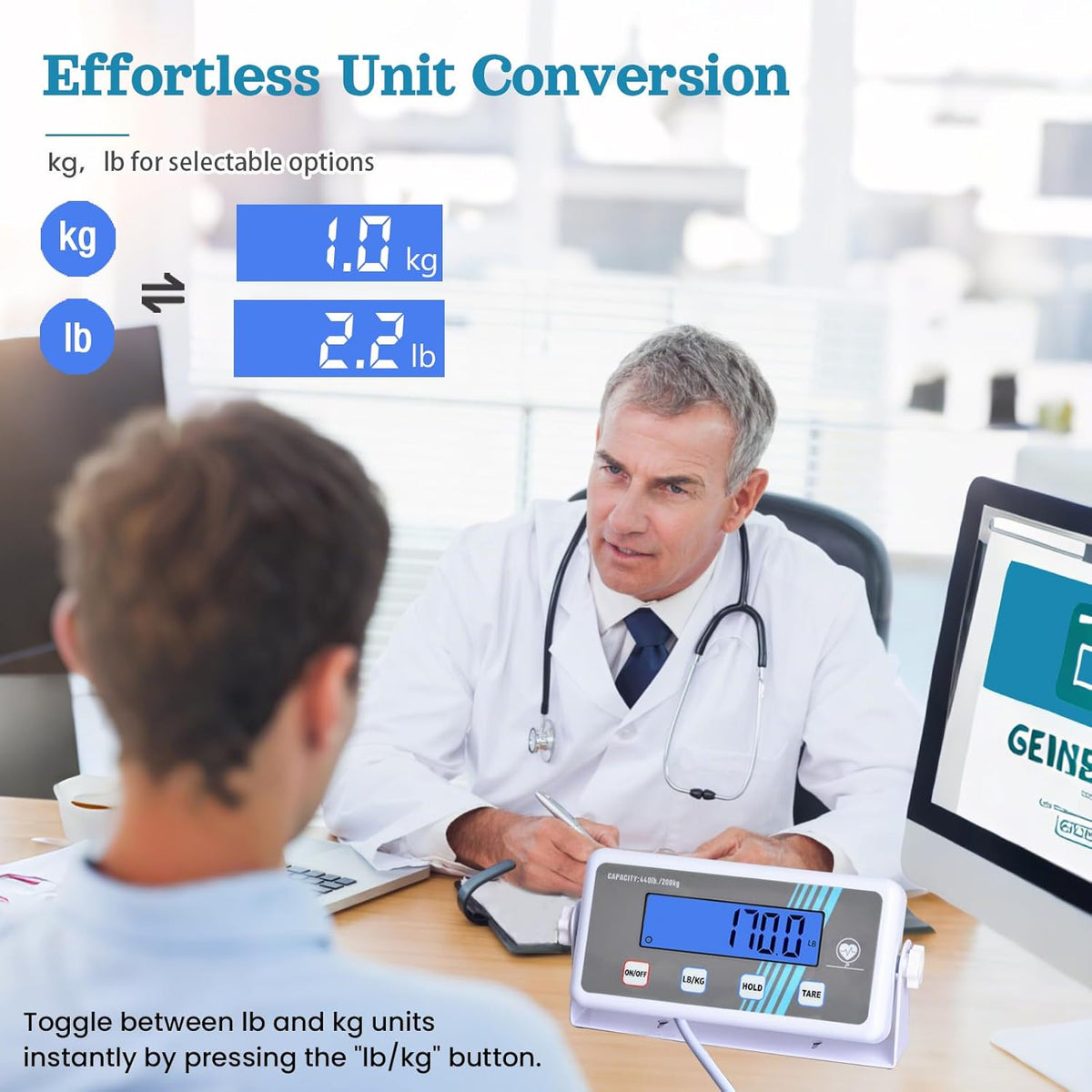Extra Grote Medische Personenweegschaal 200 kg, Digitale Weegschaal met Hoge Precisie, Professionele Weegschaal voor Kliniek Kantoor Thuis