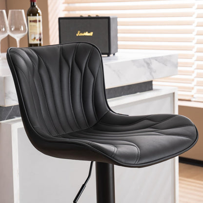 YOUNIKE Barkrukken, 2-delige set, draaibare hoogteverstelling, barstoel, kunstleer, bekleding, barstoelen, toonbankkruk, moderne barkrukken, keukenkruk met hoge rugleuning, zwart