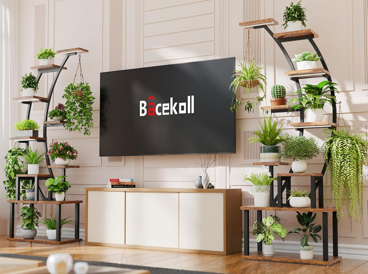 Plantenstandaard kweeklampen 160 Cm – Plantenrek – Plantenhouder – Bloemenstandaard – Displayplank – 9-Laags Hoekmodel – Volspectrum Kweeklampen – Metalen Frame Met Waterbestendige Planken