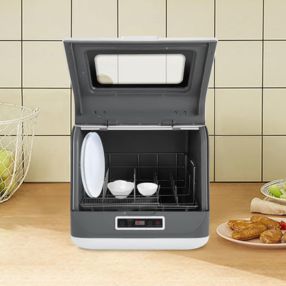 Tabletop Dishwasher, Multifunctional Dishwasher with 3 Washing Modes, Mini Dishwasher without Installation with 2 Drying Methods, Camping Dishwasher, Bottom Spray, Touch, White
