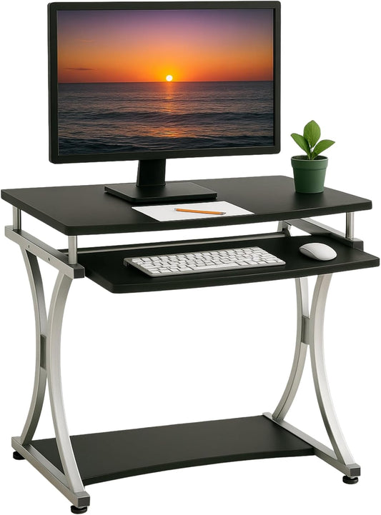 Techly Compact pc-bureau met afneembare lade, grafietzwart (ICA-TB 328BK)