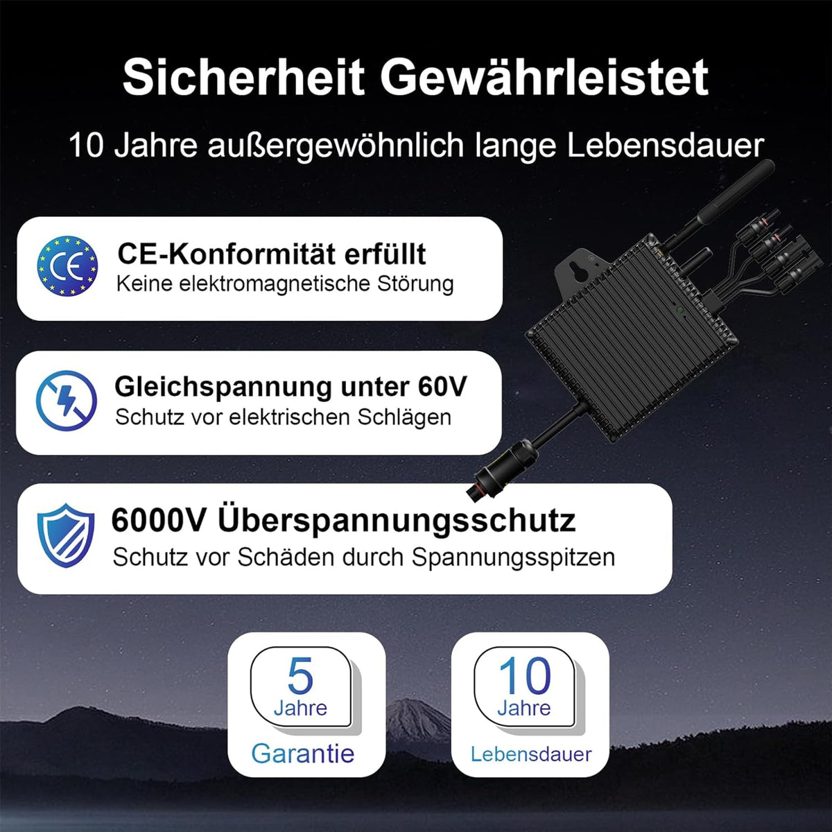 Omvormer 800 W met IP67 waterdicht - omvormer balkonkrachtcentrale met wifi-app voor balkonkrachtcentrale