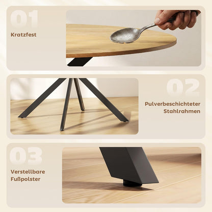 Ronde Eettafel – Ronde Tafel – Eetkamertafel – Keukentafel – Werktafel – Industrieel Design – Ø100 cm Tafelblad – Stalen Kruispoten