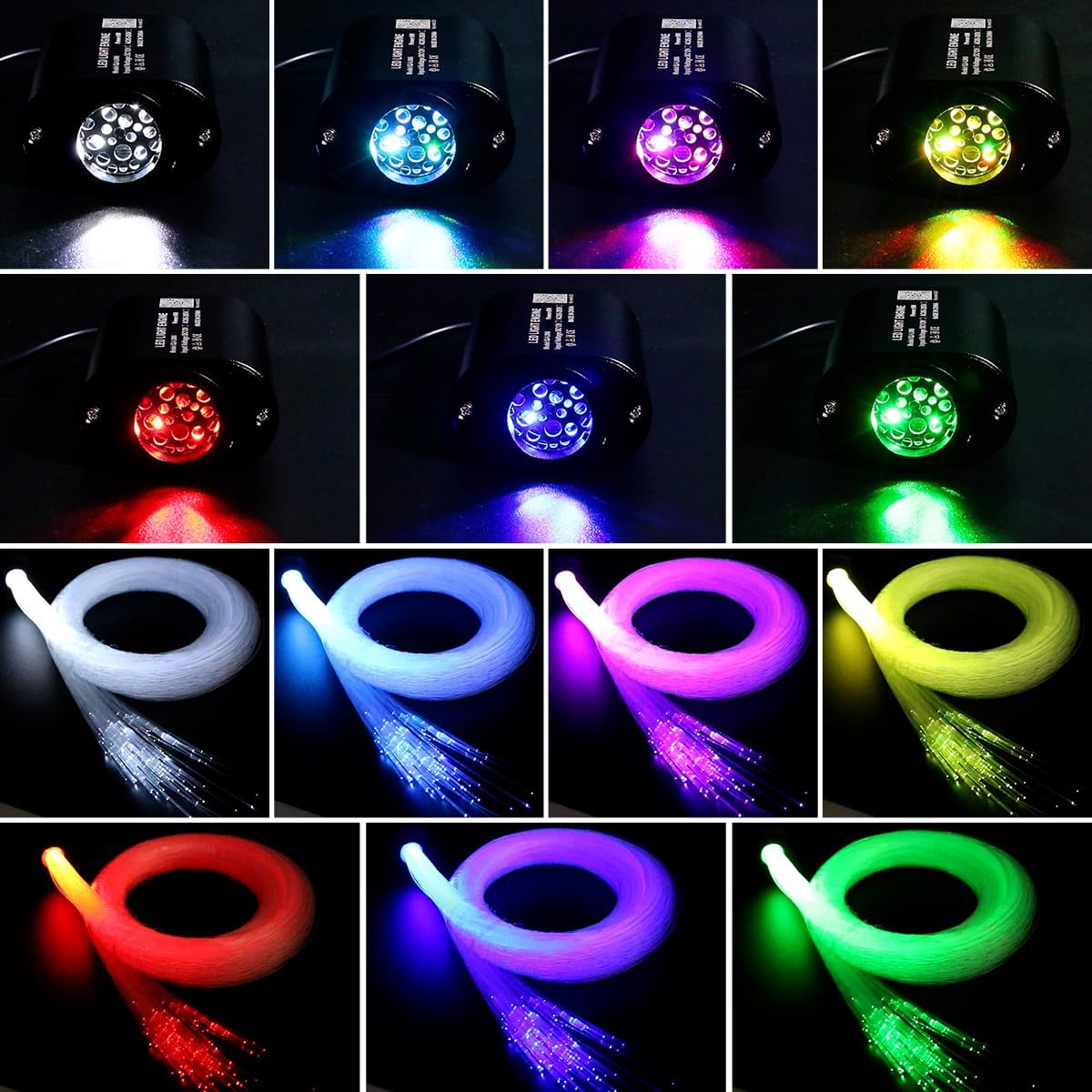6W Mini RGBW Twinkle Fiber Optic Star Plafond Kit - 450 stuks × 0,75 mm × 3 m End Glow Vezels met Muzieksynchronisatie, APP & Afstandsbediening Starlight Headliner Kit voor Auto Headliner & Home Decor
