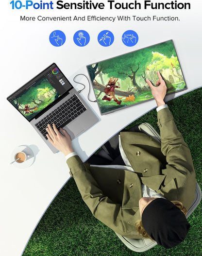 UPERFECT 24,5" 2K 165Hz Touchscreen Draagbare Monitor 2560 * 1440 QHD 100% sRGB IPS Eye Care Scherm met 180° Verstelbare Standaard Mini HDMI USB C voor PC, Laptop, Gameconsole, VESA-compatibel