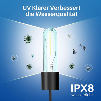 Biling Vijverfilterpomp met uv-zuiveraar, stil, 2500 l/u, all-in-one vijverpomp, complete set met filter, inclusief 3 fonteinsproeiers, voor tuinvijvers tot 3000 liter vishouderij en algenbestrijding