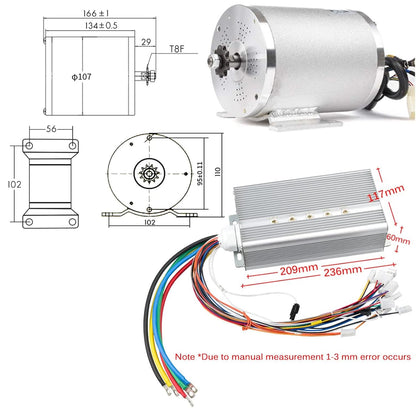 Motor voor elektrische scooter, 48 V, 2000 W, middelgrote aandrijfmotor, borstelloze controller, DC 45 A, met 3 versnellingen, schakelaar, gashendel, LCD voor elektrische fiets Go Kart ATV