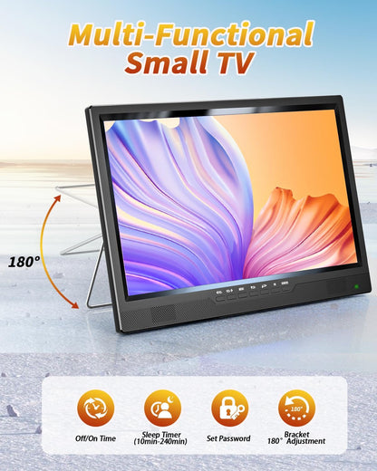 DESOBRY 19-inch tv, mini-tv met geïntegreerde 1080P kleine tv met antenne, digitale DVB-T2-tuner, HDMI AV USB, draagbare auto-tv voor kamperen, camper, keuken
