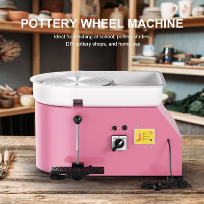 Pottenbakkersschijf – Keramiek Draaischijf – Boetseerschijf – Klei Draaitafel – Elektrische Pottenbakmachine – Roze – 25 cm Diameter – 350W Met Voetpedaal