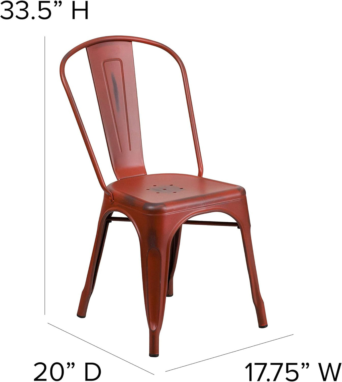 Flash Furniture Blake Commercial Grade 4 Pack noodlijdende Kelly rood metaal indoor-outdoor stapelbare stoel