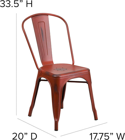 Flash Furniture Blake Commercial Grade 4 Pack noodlijdende Kelly rood metaal indoor-outdoor stapelbare stoel