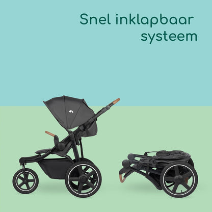 Bebeconfort Cloudy, All-terrain Kinderwagen met Luchtbanden, 0-4 jaar (max. 22 kg), Baby Wandelwagen, Snel inklapbaar, 3 Grote Luchtwielen, Verstelbare Duwstang, Ruime Opbergmand, Mineral Graphite