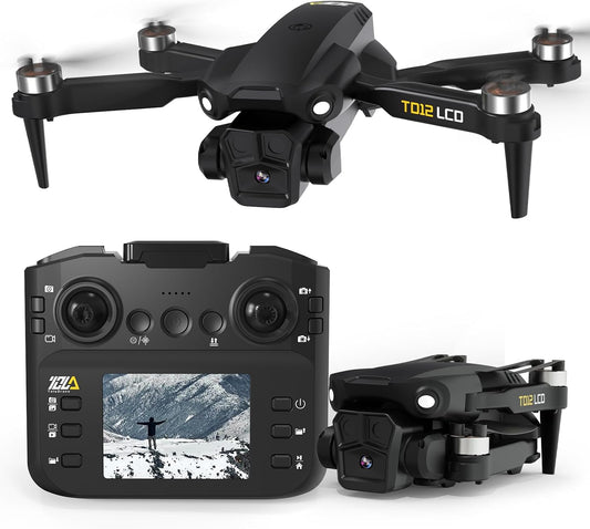 TD12LCD Drone met Camera voor Volwassenen, Drones met Optische Flow-positionering, Borstelloze Motor, LCD-schermtransmissie, Opvouwbare Quadcopter voor Beginners, Minder dan 249g
