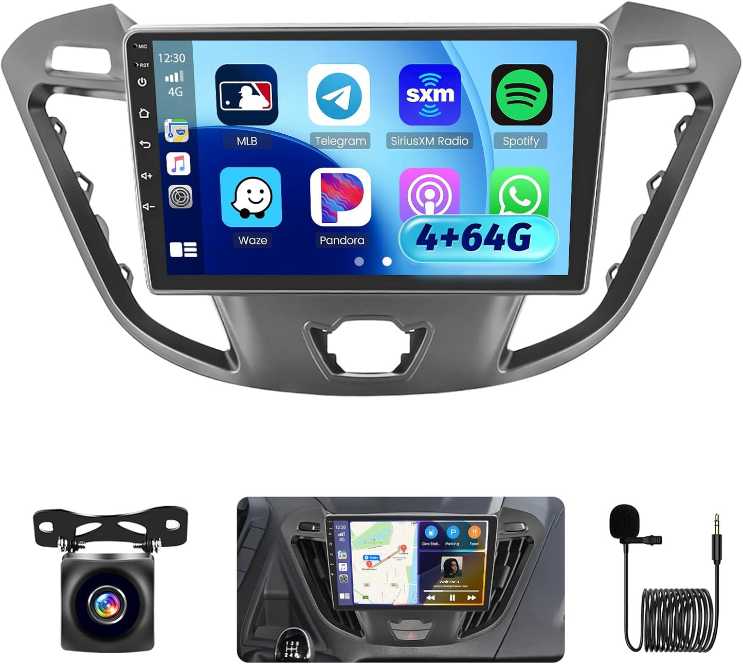 【8Core 4G+64G】 Hikity Autoradio Android13 voor Ford Transit Tourneo Custom 2013-2019 Carplay Draadloze Android Auto 9'' Radio met SWC GPS Bluetooth WiFi RDS DSP 3 scherm Gedeelde Achteruitrijcamera