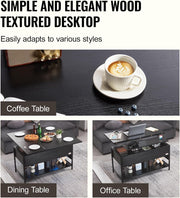 Koffietafel - Table - Coffe table - Living Room Table - Lift Top salontafel - tafel met extra opbergruimte - omklapbare salontafel voor de woonkamer - 39.4in - Zwart - 74.74lbs