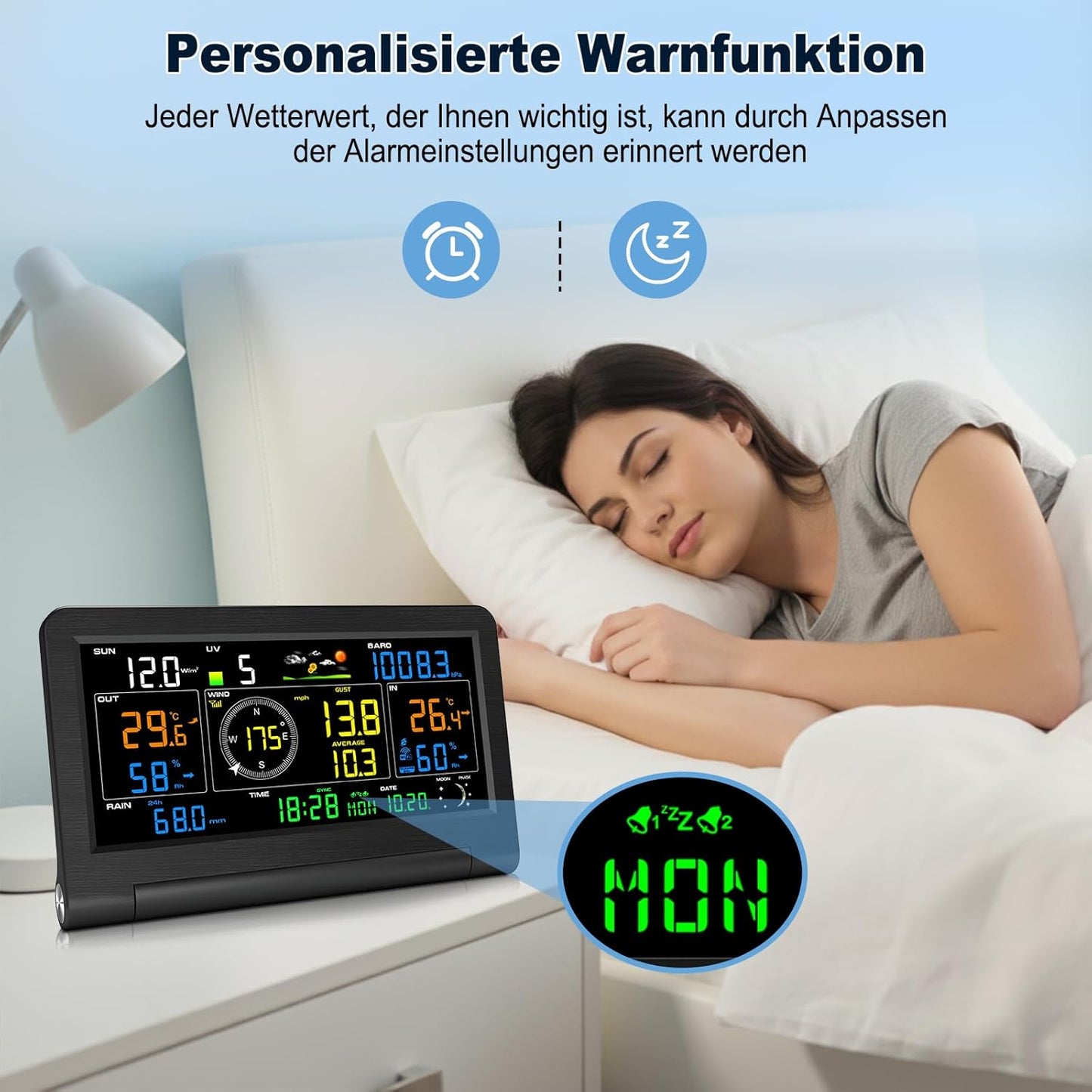 Urageuxy 14-in-1 weerstation wifi, weerstation met regenmeter, windmeter, binnen- en buitenthermometer, hygrometer, luchtdruk, uv-index, weersvoorspelling, maanfasen, voor huis en tuin