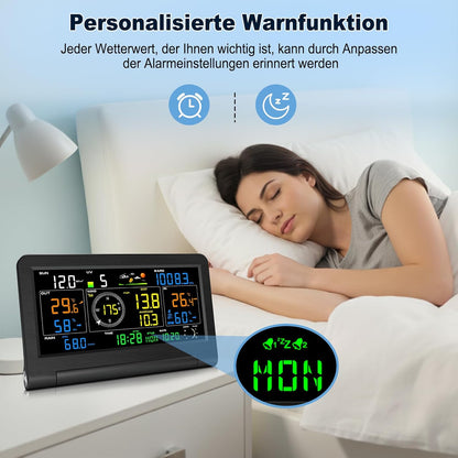 Urageuxy 14-in-1 weerstation wifi, weerstation met regenmeter, windmeter, binnen- en buitenthermometer, hygrometer, luchtdruk, uv-index, weersvoorspelling, maanfasen, voor huis en tuin
