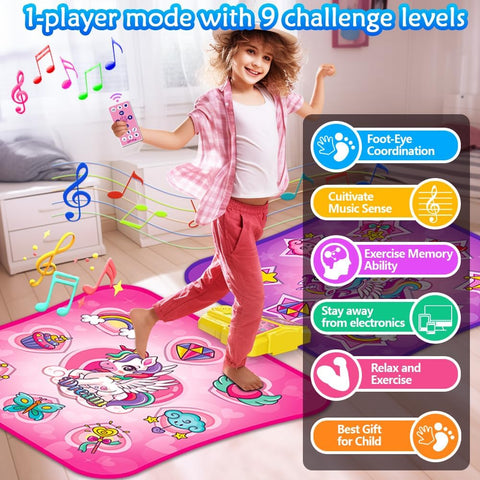 Interactieve Dansmat - Muziekspel - Muziekmat - Dansmat voor Meisjes - Kindereneren - Muziek en Dansspel - met 9 Niveaus - voor 3-12 jaar - voor Buiten - Binnen