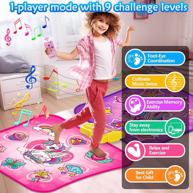 Interactieve Dansmat - Muziekspel - Muziekmat - Dansmat voor Meisjes - Kindereneren - Muziek en Dansspel - met 9 Niveaus - voor 3-12 jaar - voor Buiten - Binnen