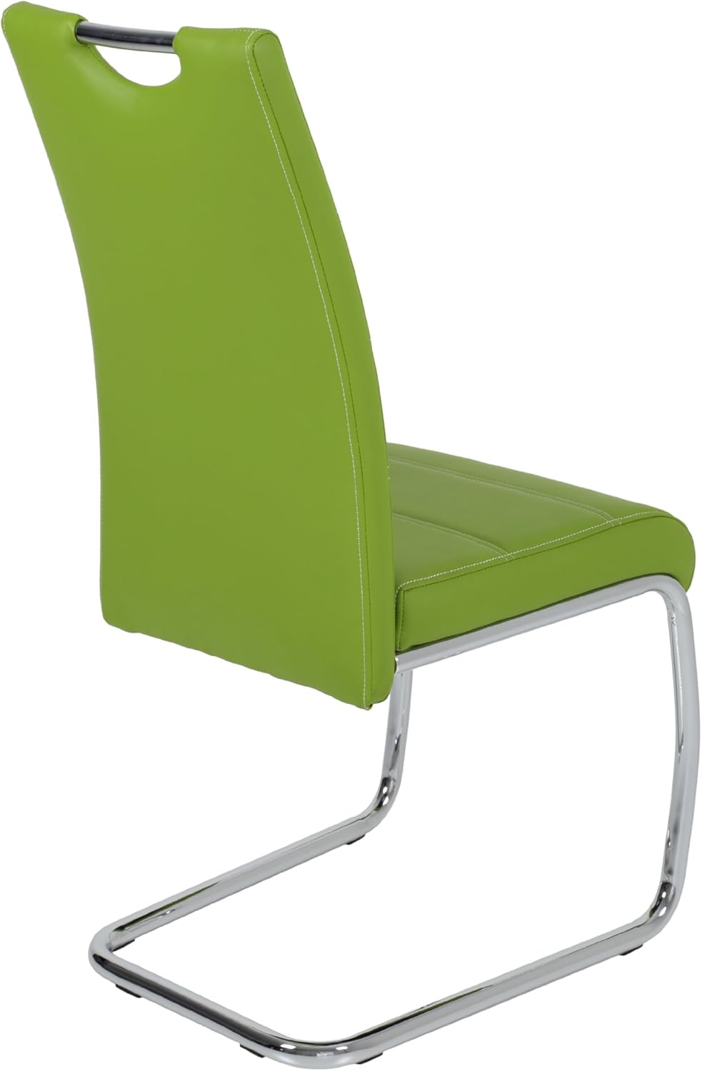 Apollo Set van 2 schommelstoelen, keukenstoel Flora, kunstleder groen, handgrepen, verchroomd metalen frame, 42 x 57 x 98 cm
