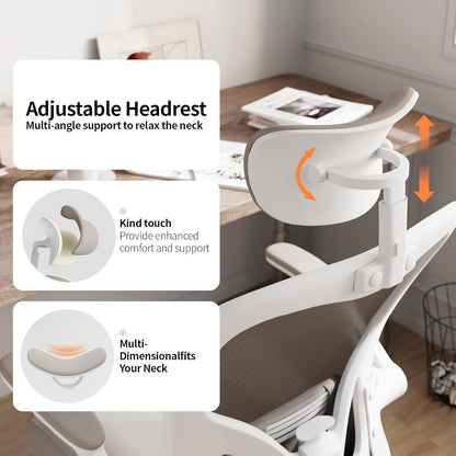 Bureaucomputerstoel – Bureaustoel – Kantoorstoel – Werkstoel – StudStoel – Ergonomisch Met Lendensteun – Opklapbare Armleuningen – In Hoogte Verstelbaar – Draaibaar 360° – Warm Taupe Mesh