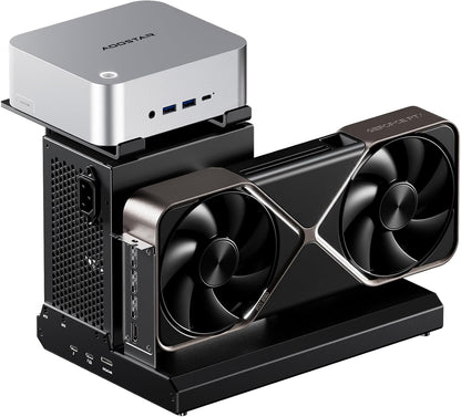 AOOSTAR EG02 eGPU Dock with OCuLink & Thunderbolt 5 (80Gbps), External Graphics Card Docking Station PCIe4.0x4, 140W Power Supply, Supports ATX/SFX Power Supply, for Mini PCS/Laptops/Graphics Cards - QUORE