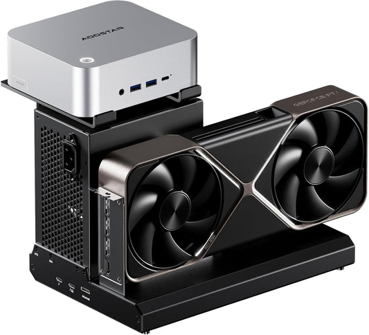 AOOSTAR EG02 eGPU Dock with OCuLink & Thunderbolt 5 (80Gbps), External Graphics Card Docking Station PCIe4.0x4, 140W Power Supply, Supports ATX/SFX Power Supply, for Mini PCS/Laptops/Graphics Cards - QUORE