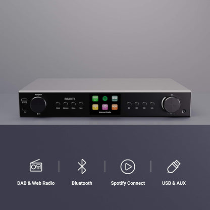 Majority Fitzwilliam Internet Radio with DAB+ and Bluetooth | FM, Spotify Connect, Podcasts | USB, AUX, RCA Audio Output | 90+ Presets, Colour Display | Remote Control | Black 2024 Hifi Tuner