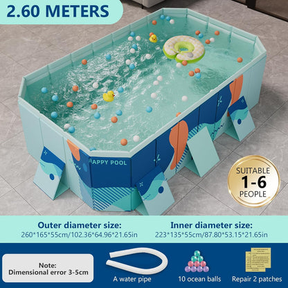 Opvouwbaar zwembad, 2,23 m, robuust pvc-zwembad voor honden en huisdieren, groot tuinzwembad met afvoerventiel en antislip bodem, inclusief ballen en reparatieset, blauw