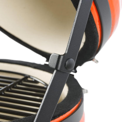 bbq-Toro Kamado Hairo Red Charcoal Barbecue 32 cm Diameter Mini Grill with Thermometer and Wooden Handles Round Ceramic Grill Ceramic Grill Smoker - QUORE