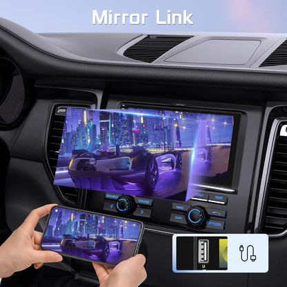 DAB/DAB+ dubbele DIN-autoradio met draadloze Carplay Android Auto Mirror Link, 7-inch touchscreen, 2-DIN-autoradio met Bluetooth, FM EQ, USB/AUX/SWC achteruitrijcamera
