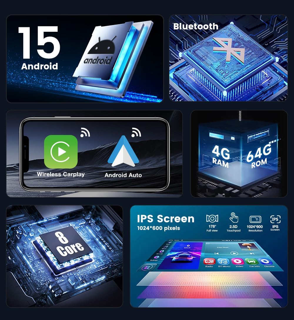 [4G + 64G] Dual DIN Android 15 autoradio voor Mazda 6 GJ Atenza 2012-2016 CarPlay, DSP, camera+MIC, stuurbediening, RDS, 4G, wifi, Dab, Bluetooth 5.0, 9 inch IPS-display