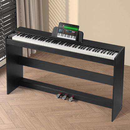Digitale piano – Elektrische piano – Keyboard – E-piano – Piano toetsenbord – 88 volledig gewogen toetsen – Dubbel toetsenbord met 200 tonen en Bluetooth/MIDI