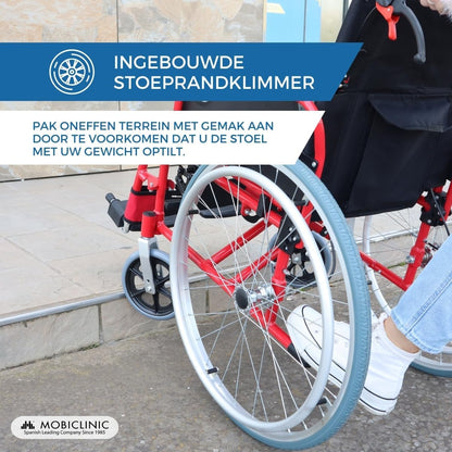 Opvouwbare rolstoel | Remmen op handgrepen en wielen | Ultralicht | Tweedelige rugleuning | Aluminium | Torre | Mobiclinic