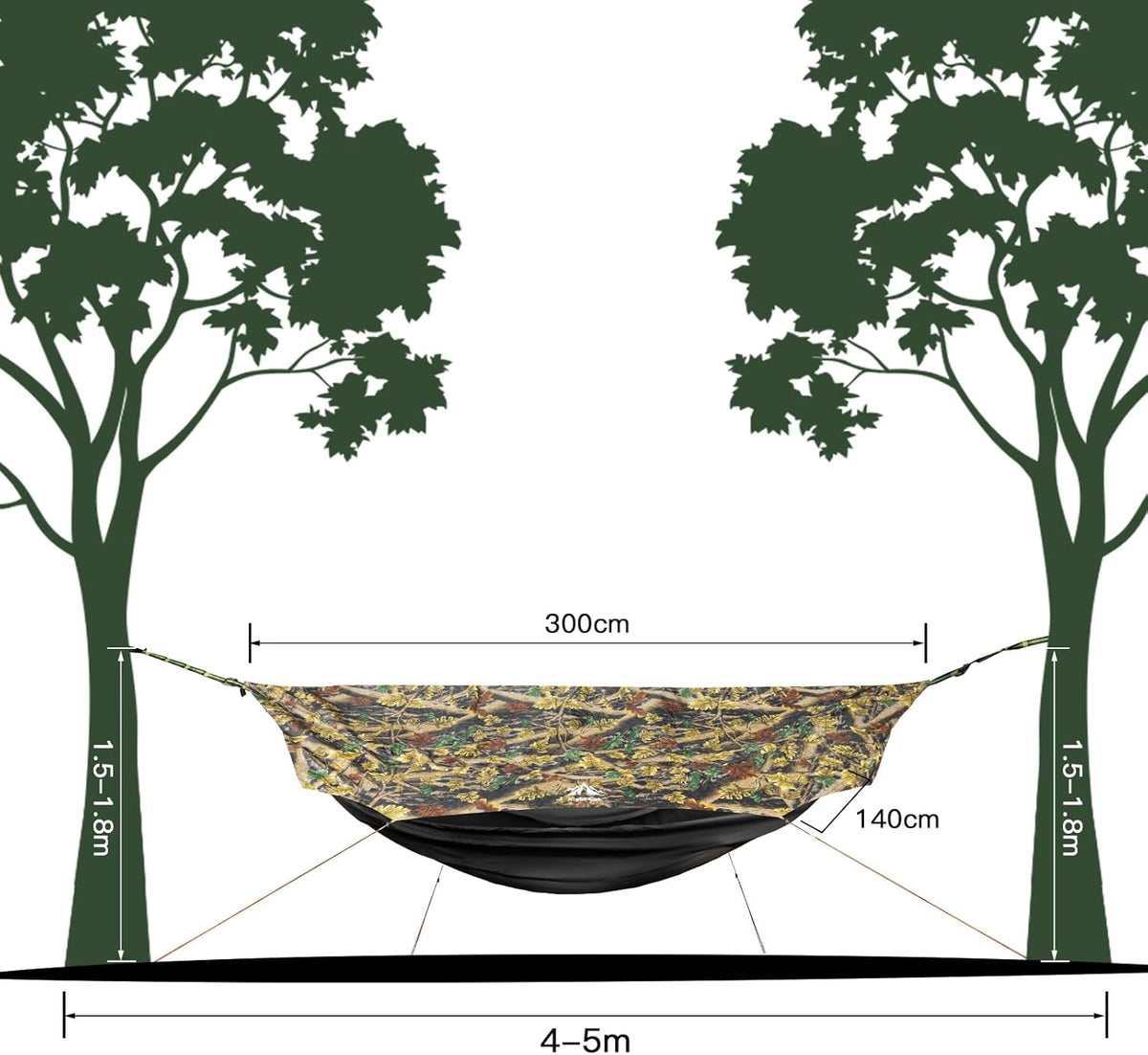 Night Cat Mosquito Net Hammock: One Piece Design Hammock with Tarpaulin, Lightweight, Portable for 1 Person, Camping, Hiking