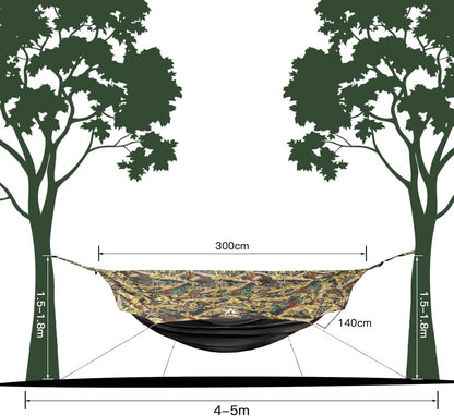 Night Cat Mosquito Net Hammock: One Piece Design Hammock with Tarpaulin, Lightweight, Portable for 1 Person, Camping, Hiking