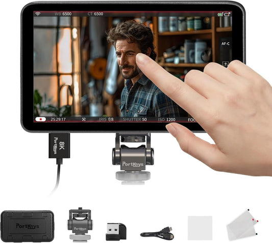 Portkeys LH7P 7" Camera Monitor 1000nit Touchscreen, Full HD 1920 * 1080, Wireless Camera Control for S0NY & Blackmagic, 4K HDMI In/Out, 3D LUT Output, Waveform, Lightweight Field Monitor
