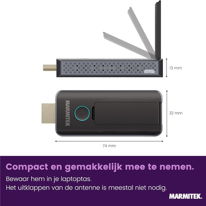 Wireless HDMI Extender Marmitek Stream S2 Pro - Presenteren zonder app - 1080p/60Hz, AirPlay & Miracast, tot 20 zenders - Plug & Play in vergaderruimte - HDMI zender draadloos